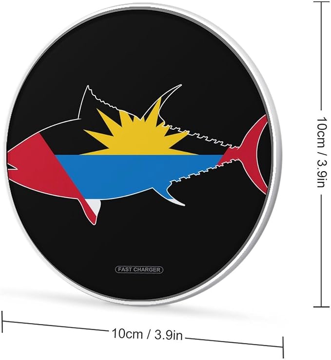 Antigua and Barbuda Flag with Tuna Fish Phone Charger Magnetic Charging Pad Anti-Slip with USB Cable