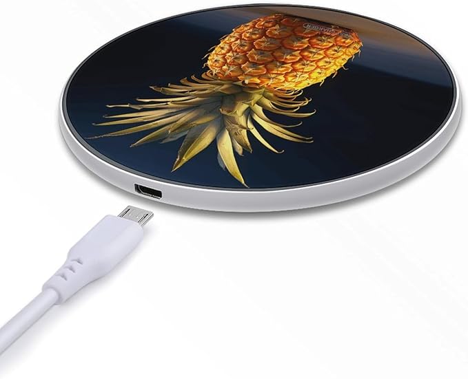 Pineapple Fruit Wireless Charger Fast Wireless Charging Pad with USB Cable 10W Anti-Slip Magnetic Wireless Charger Portable Slim Charger Puck Travel Charging Station