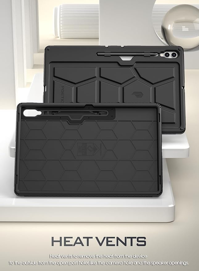 Poetic TurtleSkin Case for Samsung Galaxy Tab S10 Ultra (2024 Release) / S9 Ultra (2023 Release) 14.6 inch Case with S Pen Holder Heavy Duty Shockproof Kids Friendly Protective Silicone Cover Black