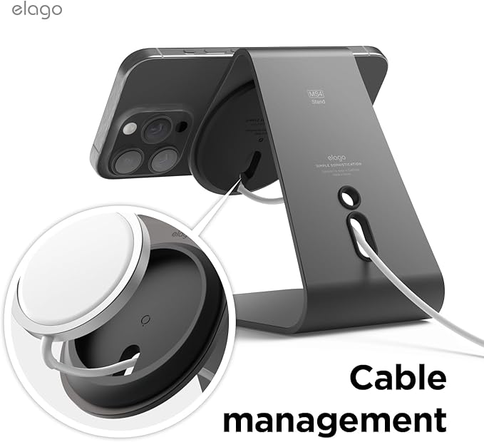 elago MS4 Charging Stand Compatible with MagSafe Charger Aluminum Stand Compatible with iPhone 17/16/15/14/13/12 Series Designed for iOS17 Standby Mode (Cable Not Included) (Black)