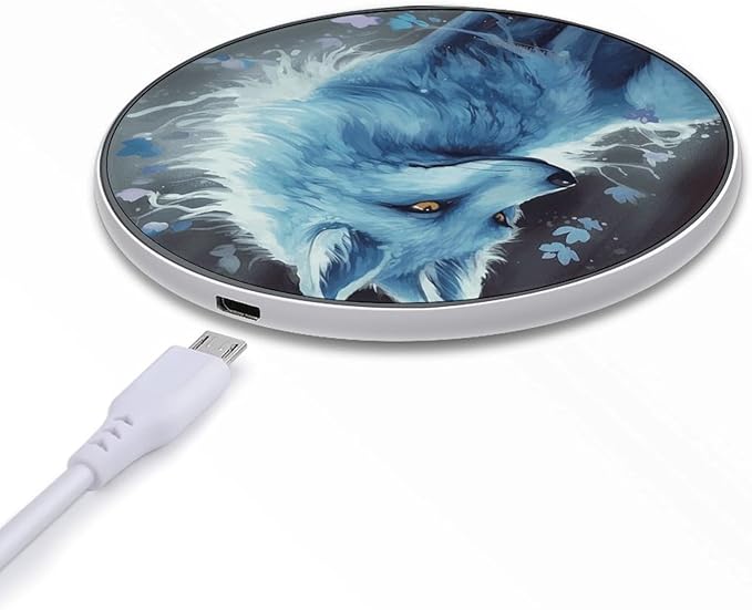 Blue Fox Wireless Charger Fast Wireless Charging Pad with USB Cable 10W Anti-Slip Magnetic Wireless Charger Portable Slim Charger Puck Travel Charging Station