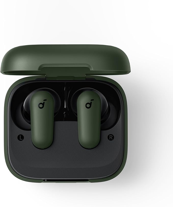 Soundcore P30i by Anker Noise Cancelling Earbuds Strong and Smart Noise Cancelling Powerful Bass 45H Playtime 2-in-1 Case and Phone Stand IP54 Wireless Earbuds Bluetooth 5.4 (Green)