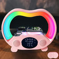 IHAO 6in1 Wireless Charging Station with Bluetooth Speaker Time&ampTemperature Display Alarm Clock 7-Color LED Night Lights Fast Charger for Phone Apple Watch Earbuds Remote Control Auto Shutoff-Pi