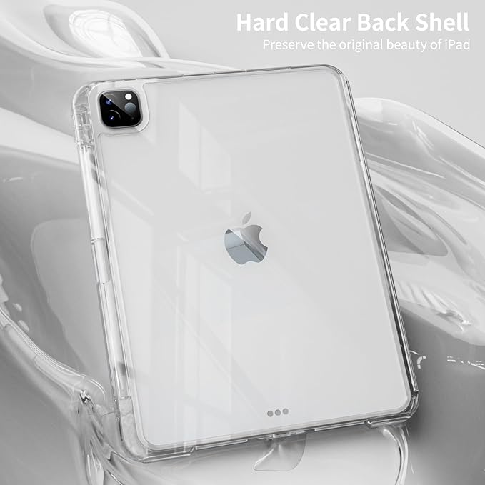 Case for iPad Air 13 Inch M3/M2 (2025/2024) &amp Pro 12.9 Inch 6th/5th/4th/3rd Generation 2022/2021/2020/2018 with Pencil Holder 2 in 1 Detachable Trifold Sliding Cover with Clear Back Shell Gray