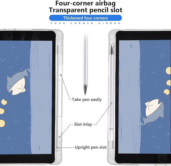 JOYLAND Cute Flower Case for iPad Air 13 Inch M3/M2(2025/2024) Clear TPU Smart Stand Back Cover with Pencil Holder Auto Wake/Sleep Foldable Four-Corner Shockproof Airtective Case