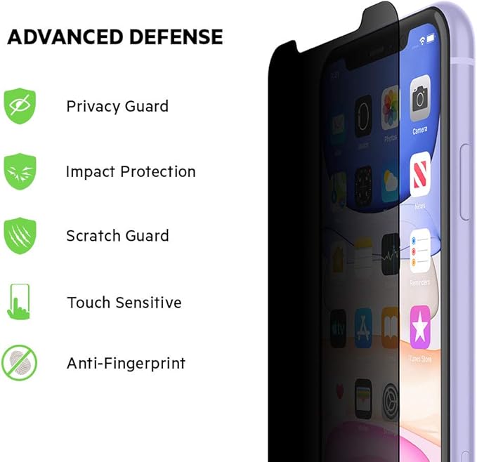 Belkin SCREENFORCE Tempered Glass Privacy Screen Protector for iPhone 11 iPhone XR Model Number: OVA006zz