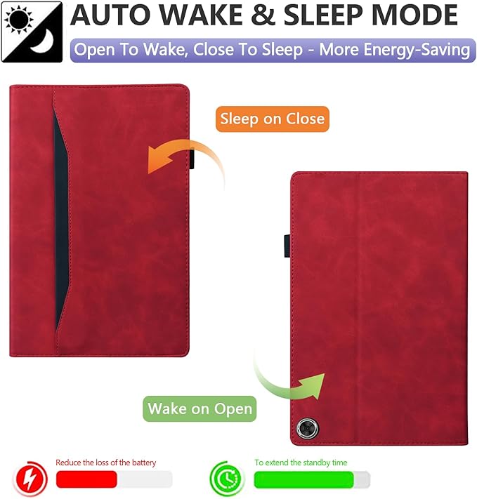 Dteck Folio Case for All-New Amazon Fire HD 10 and 10 Plus Tablet (13th/11th Generation 2023/2021 Release)Premium PU Leather Slim Flip Stand Magnetic Pocket Wallet Cover with Pencil Holder Red
