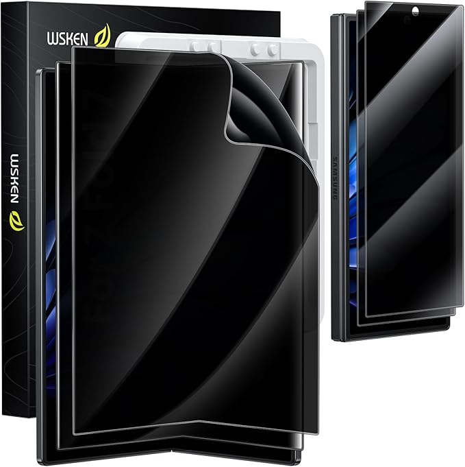 WSKEN for Samsung Galaxy Z Fold 7 Privacy Screen Protector - 30 Degree Anti Spy [Auto Align Frame] 2 Pack Inside TPU Film + 2 Pack Front 9H Tempered Glass No Creases Film for Z Fold 7 5G
