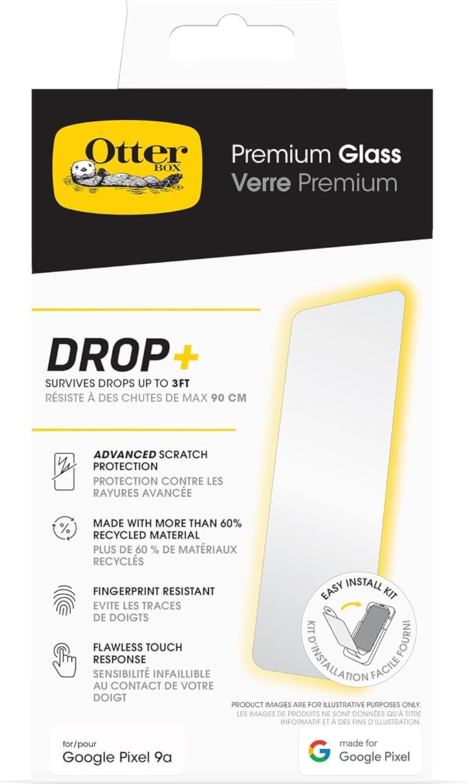 OtterBox Google Pixel 9a Premium Glass Scratch Protection Flawless Touch Response Easy Installation (Ships in Polybag)