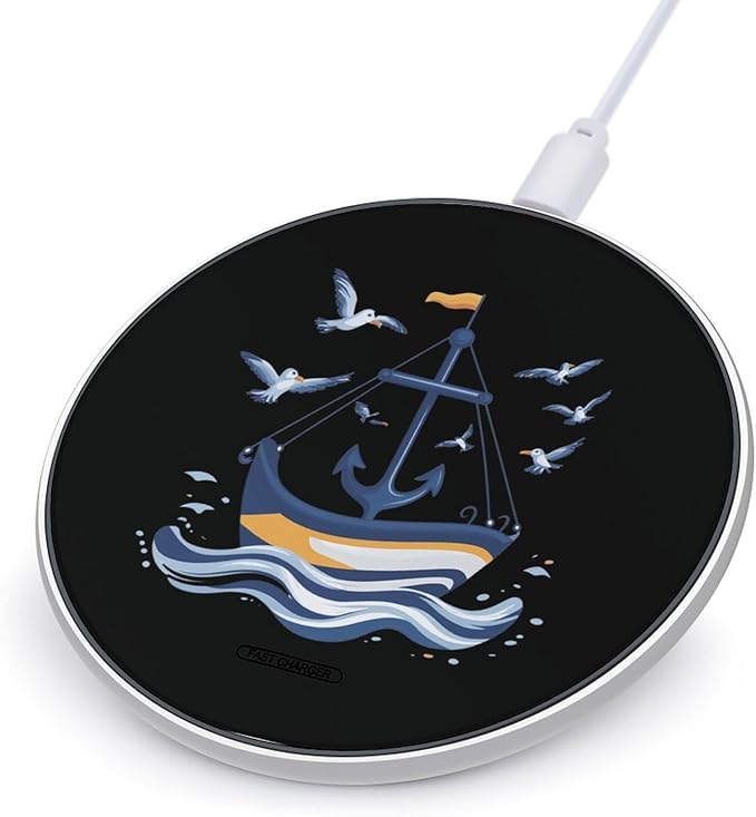 Boatanchors Printed Wireless Charger Anti-Slip Wireless Charging Pad Slim Charger Mat for Men Women