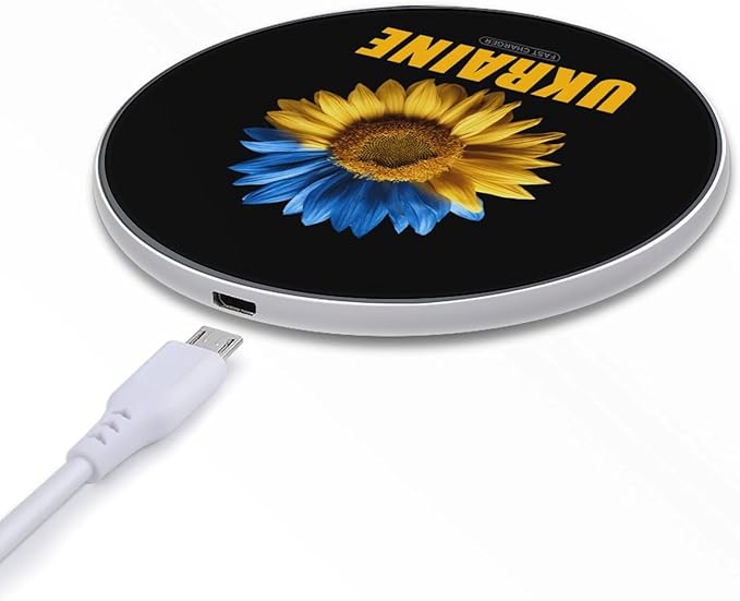 Ukraine Ukrainian Flag Sunflower Fast Portable Charger 10W Funny Graphic Phone Charging Pad with USB Cable