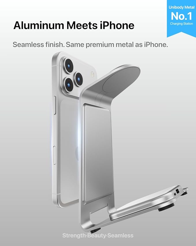 Intoval Aluminum 3 in 1 Wireless Charging Station for iPhone 17 16 15 14 13 12 11 Pro Max XR Wireless Charger for Apple Watch 11 10 9 8 7 Ultra SE 3 2 Phone Charger for AirPods 4 Pro 2 3 (Silver)