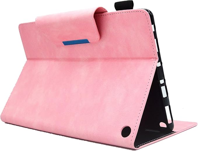 Folio Case for Amazon Kindle Fire HD 8/Fire HD 8 Plus (12th/10th Generation 2024/2022/2020) 8 UUcovers PU Leather Magnetic Smart Cover with Stand/Pencil Holder/Pockets [Auto Sleep/Wake] Pink