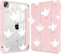 May Chen for iPad Pro 11 inch M2 4th Generation 2022 iPad Pro 11 3rd/2nd/1st Gen Built-in Pencil Holder with Shockproof Cover Clear Transparent Back Shell Auto Wake/Sleep Goose Flower