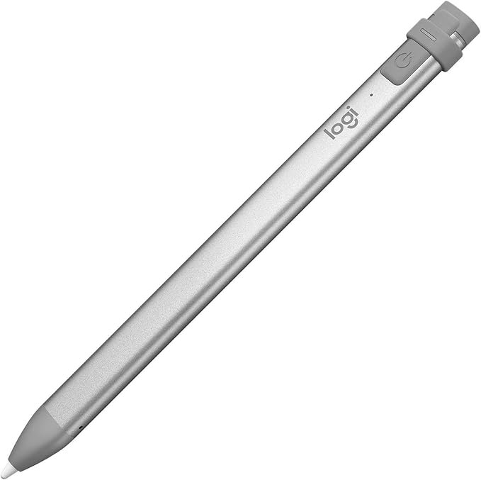 Logitech Crayon Digital Pencil for All iPads (2018 Releases and Later) with Apple Pencil Technology Anti-roll Design and Dynamic Smart tip - Grey