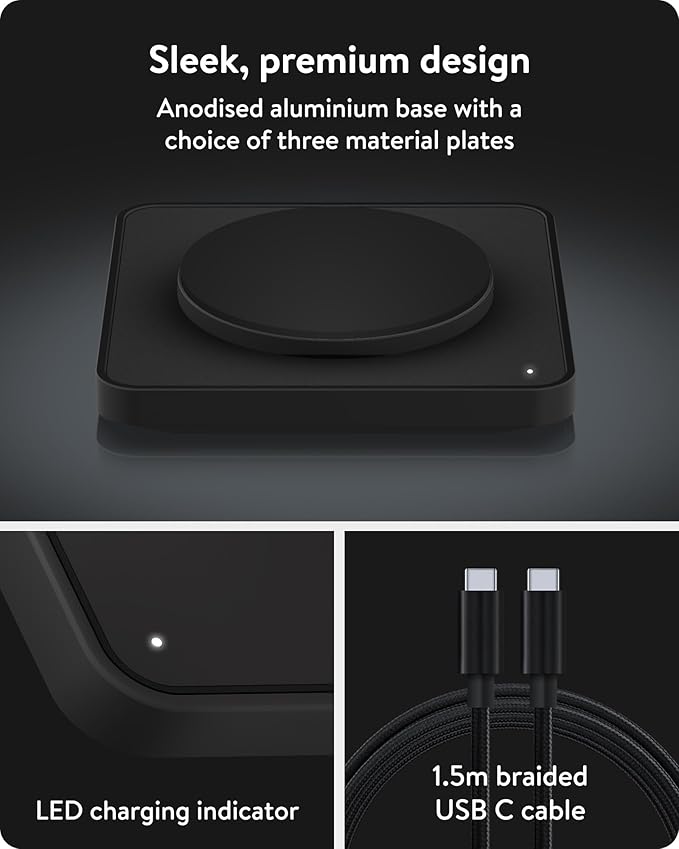 Mous- MagSafe Wireless Charger 15W Qi2 Certified Fast Charging Pad Compatible with iPhone 17/16/15/14/13/12 Pixel 10 Series and Airpods - Matte Black