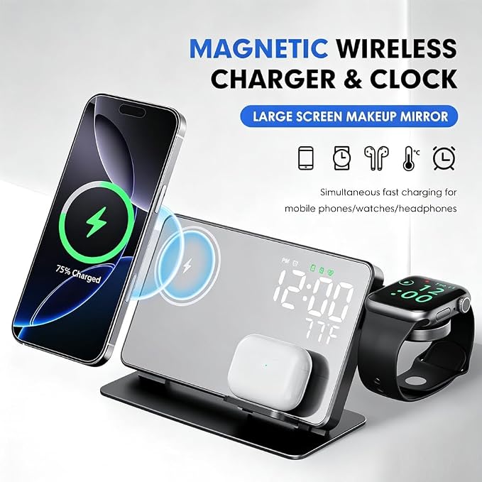 Wireless Charger Alarm Clock W669 Black