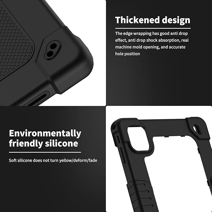for Callsky-Tab Cpad 10 / Callsky-Tab Ctab 10 10.1 inch Tablet Case Kids Shockproof Cover with Kickstand Shoulder Strap and 2 Pcs Tempered Glass Screen Protector (Black+2Pcs)