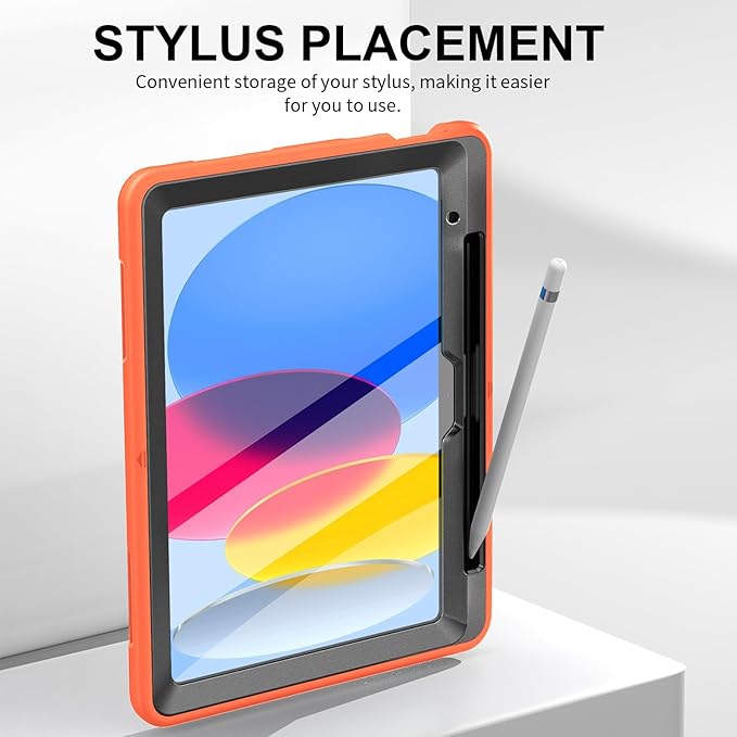 Case for iPad (A16) 11th/10th Generation Case: Protective Cover for iPad 11th Gen 11 Inch 2025 &amp10th Gen 10.9 2022 with Screen Protector- Stand- Shoulder Strap- Handle- Pencil Holder-Orange