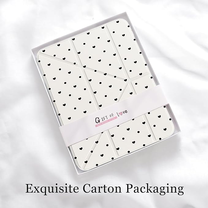 Cute Polka Dot Heart for iPad (A16) 11th/10th Generation Case 11 Inch/10.9 Inch 2025/2022 with Pencil Holder Auto Sleep/Wake White Leather Acrylic Back Detachable Cover