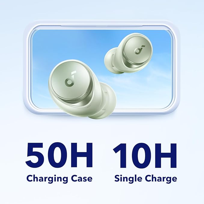 Soundcore by Anker Space A40 Auto-Adjustable Active Noise Cancelling Wireless Earbuds Reduce Noise by Up to 98% 50H Playtime Hi-Res Sound Comfortable Fit App Customization Wireless Charge
