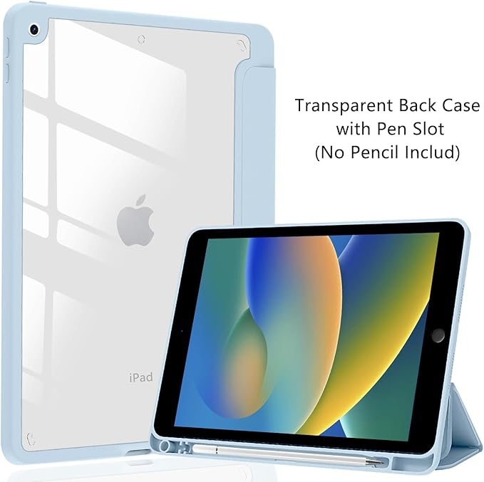 Golden Retriever for 10.2 iPad 2019/2020/2021 Kawaii Animal Clear Hard Back Hybrid Casewith Pencil Holder Trifold Stand Tablet Cover for iPad 7th/8th/9th Gen for Girls Women