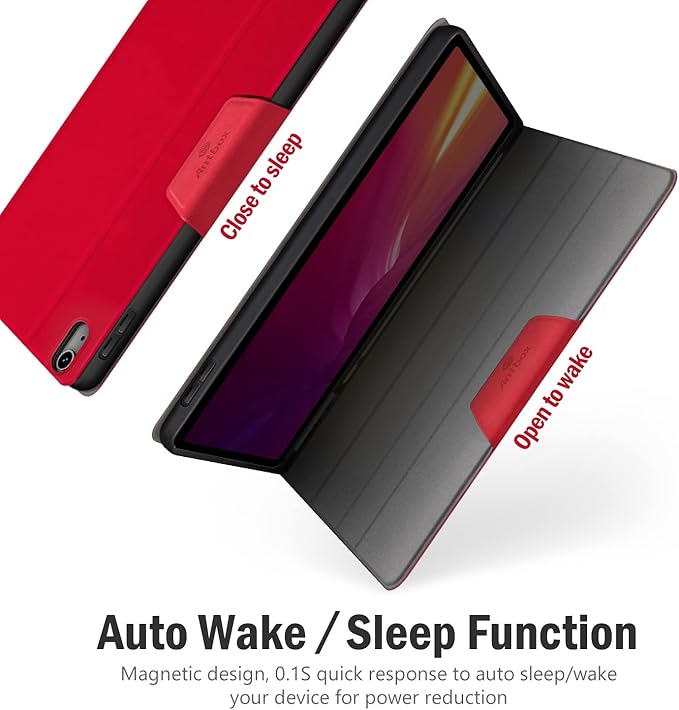 Antbox Case for iPad (A16) 11th Generation 11'' 2025/iPad 10th Generation 10.9'' 2022 with Built-in Pencil Holder Auto Sleep/Wake Function PU Leather Smart Cover (Red)