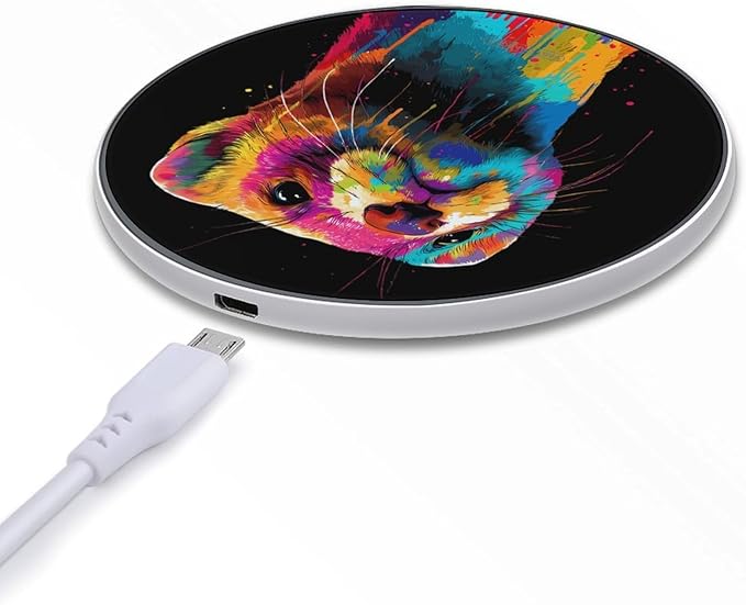 Weasel Pop Colorful Fast Portable Charger 10W Funny Graphic Phone Charging Pad with USB Cable