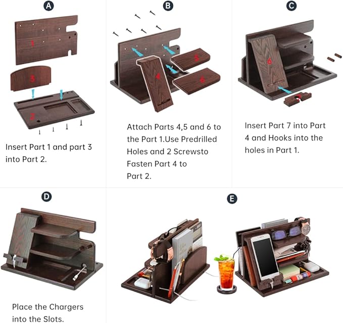 Gifts for Men Bedside Organiser Wood Phone Docking Station Dad Birthday Gifts for Him Nightstand Key Wallet Watch Stand Mens Gifts for Xmas Presents for Dad Husband Boyfriend Anniversary &amp Christm