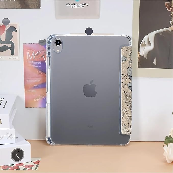Retro Tulip Case Compatible with iPad 9th 8th 7th Generation 10.9 Inch 2021/2019/2018Funny Cover with Trifold Stand + Pencil Holder for Boys GirlsiPad 10.9in 2022