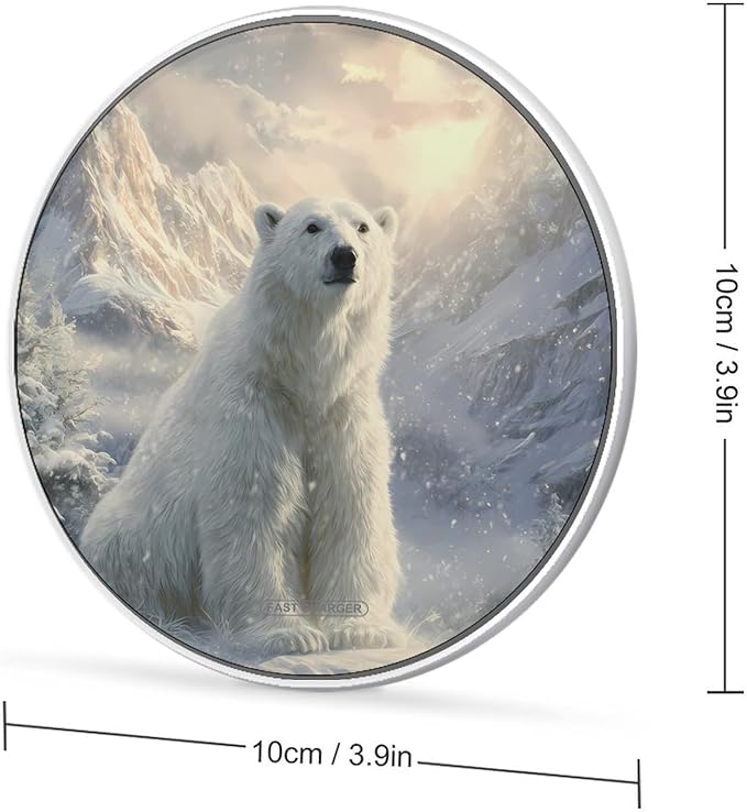 Bear in Winter Snowy Phone Charger Magnetic Charging Pad Anti-Slip with USB Cable