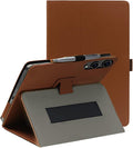 for TECLAST T65 13.4 Inch Tablet Case PU Leather Folding Cover with Pen Holder and Wrist Strap Business Travel Portable (Brown)