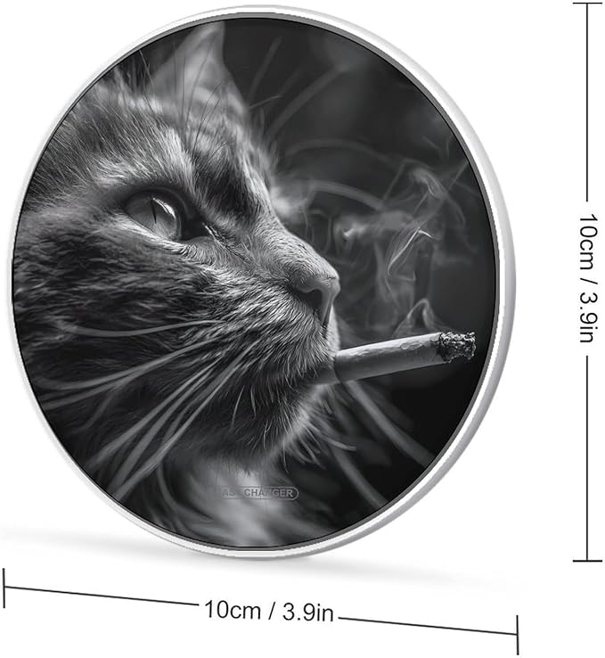 Cat Smoking Phone Charger Magnetic Charging Pad Anti-Slip with USB Cable