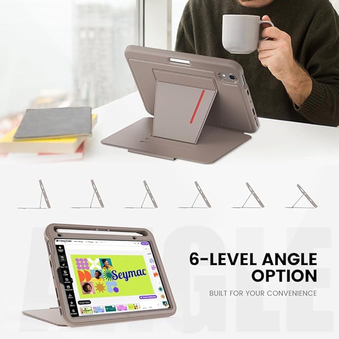 Case for iPad mini 7 (A17 Pro) 2024/ Mini 6 2021 8.3 Inch: Shockproof Rugged Protective Cover with Pencil Holder Auto Wake/Sleep Magnetic Multi-Angles Stand Card Slot Rose Gold