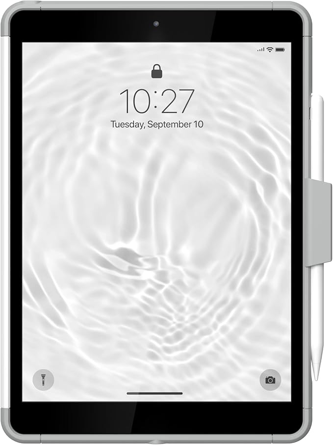 URBAN ARMOR GEAR UAG Designed for iPad 10.2 Case 9th/8th Gen 2020-2021 w/Hand Strap Scout White/Grey Rugged MIL-STD Protective Cover w/Apple Pencil Holder Compatible w/Smart Cover/Keyboard