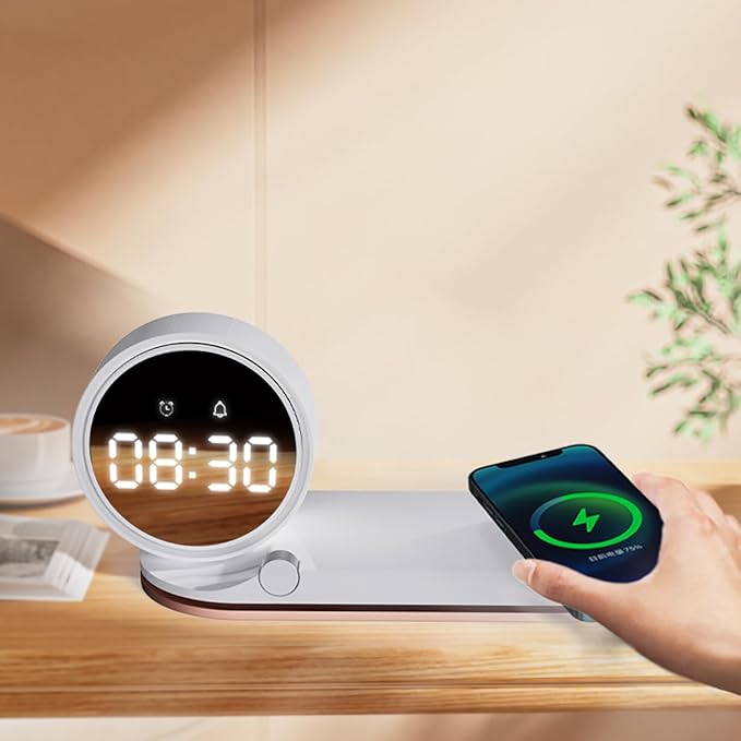 3 in1 mutifunction Mobile Wireless Charger with Digital Clocks and Night Lights fit for All Series Mobile That Support Wireless