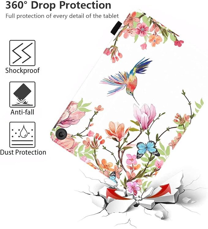 Case for Amazon Fire HD 10 &amp Fire HD 10 Plus Tablet (11th Generation 2021 Release) - Premium PU Leather Cover with Auto Sleep Wake Hummingbird