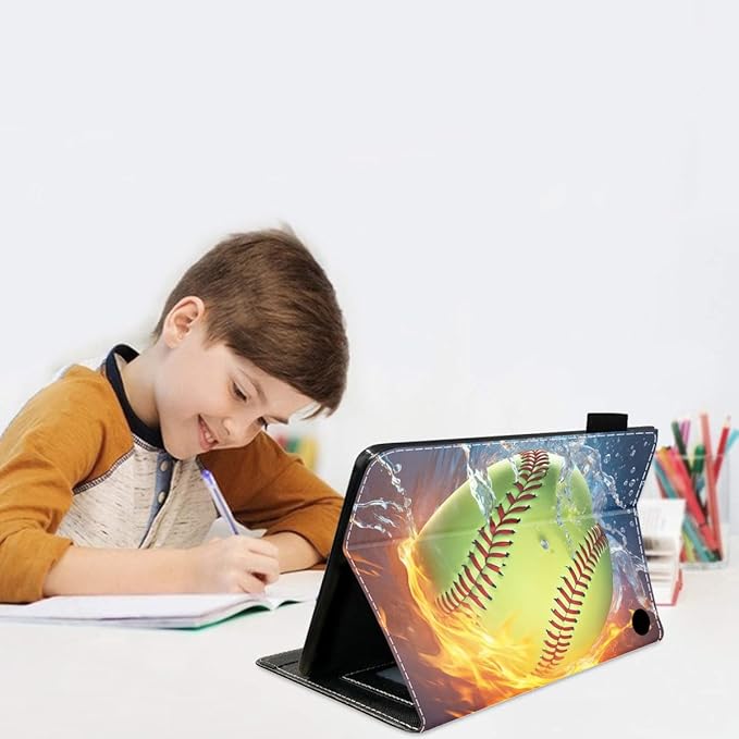 Case for All-New Amazon Fire Max 11 Tablet (11 Inch 13th Generation 2023 Release) with Card Slot &amp Auto Sleep/Wake - Slim PU Leather Stand Folio Cover Burning Softball Fire and Water