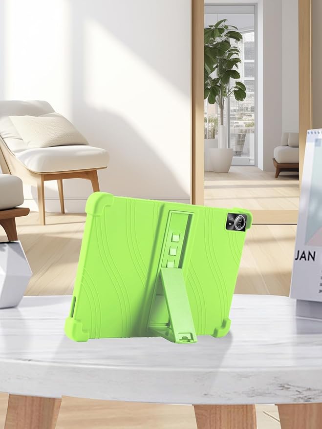 for Urao G140L 14 Inch Tablet CaseBOVUGAC Soft Silicone Adjustable Stand Shockproof Kids Friendly for Higrac G140L 14 Tablet(Green)
