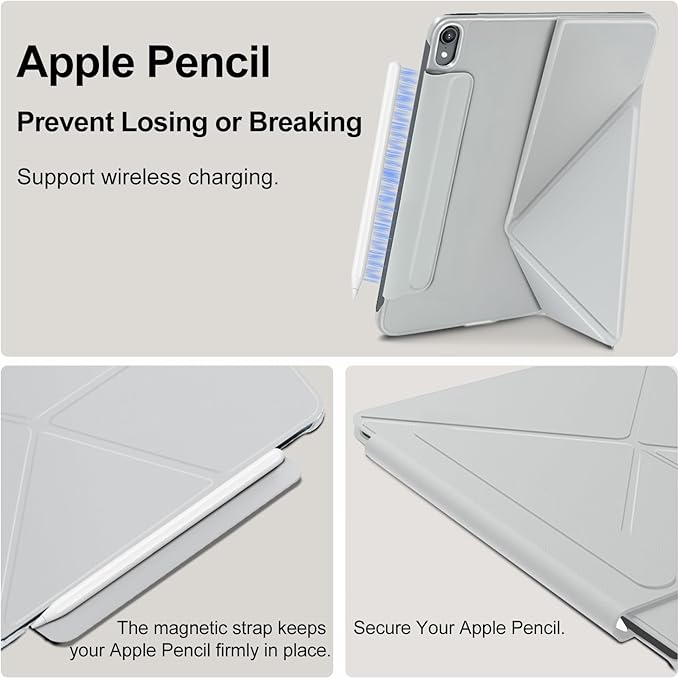 for iPad Air 11 Inch Case M4/M3/M2(2026&amp2025&amp2024)Slim Powerful Magnetic iPad Air 5/4th Case 10.9 Inch4 Standibg AnglesVertical Stand Coverwith Auto Wake/Sleep and with Pencil Holder - Gray