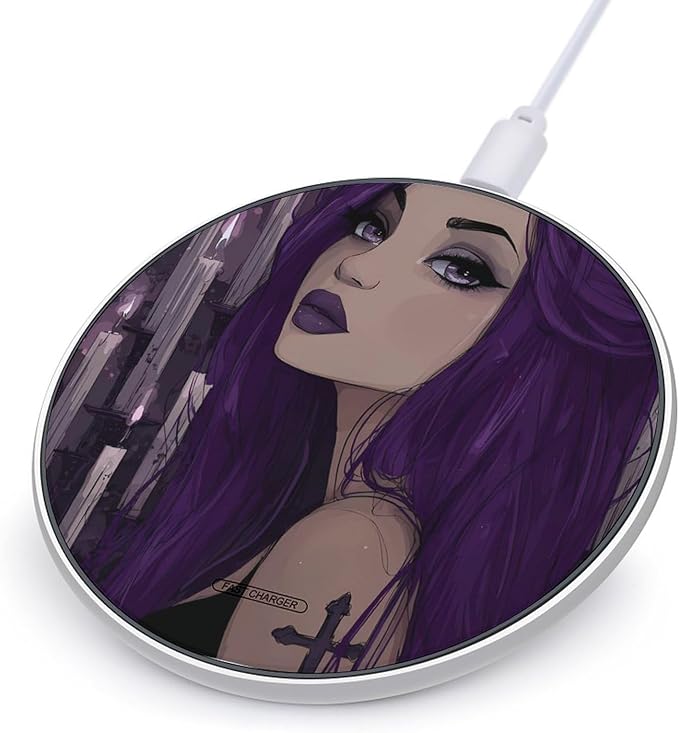 Goth Purple Fast Portable Charger 10W Funny Graphic Phone Charging Pad with USB Cable