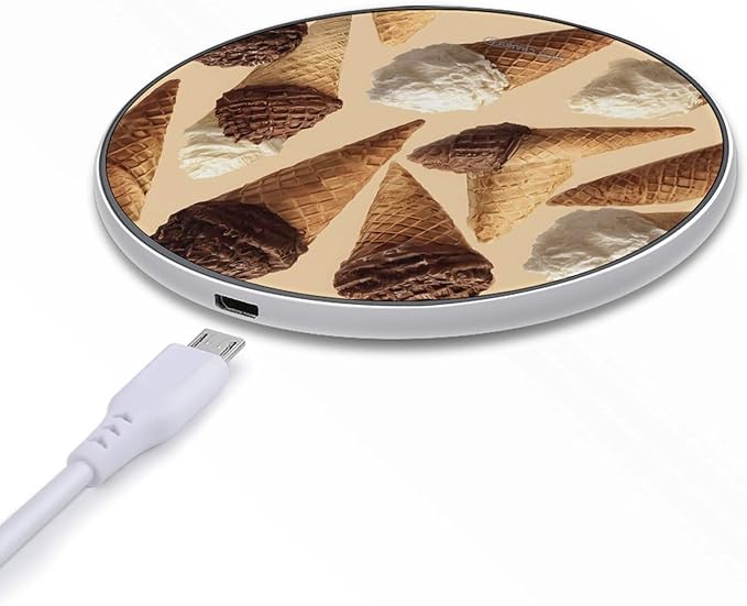 Ice Cream Wafers Cone Phone Charger Magnetic Charging Pad Anti-Slip with USB Cable
