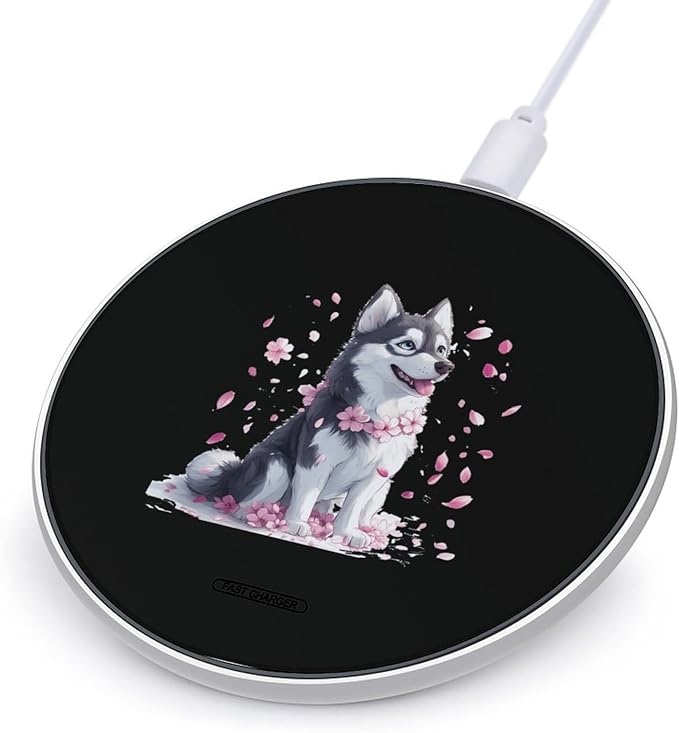 Siberian Husky Dog Wireless Charger Anti-Slip Wireless Charging Pad Slim Charger Mat for Men Women