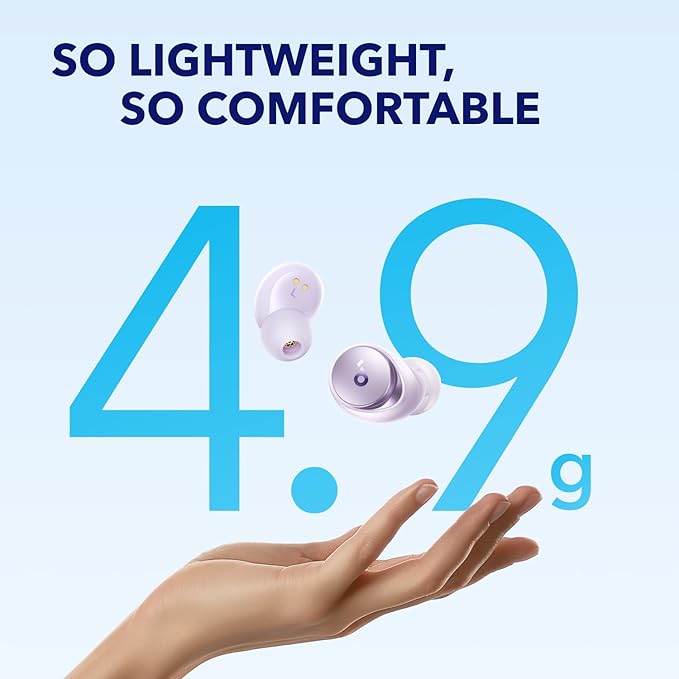 Soundcore by Anker Space A40 Auto-Adjustable Active Noise Cancelling Wireless Earbuds Reduce Noise by Up to 98% 50H Playtime Hi-Res Sound Comfortable Fit App Customization Wireless Charge