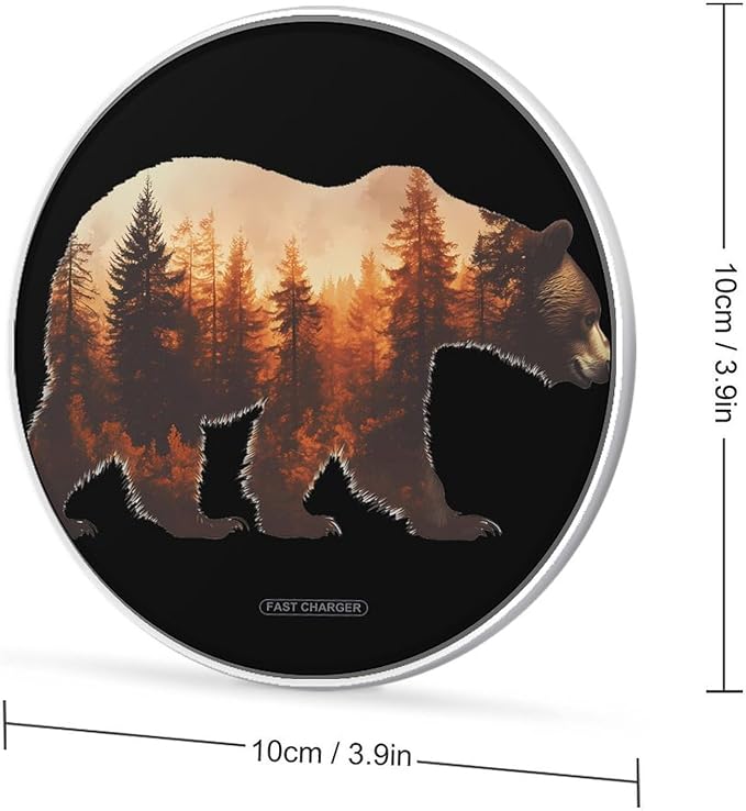 Bear Autumn Forests Phone Charger Magnetic Charging Pad Anti-Slip with USB Cable