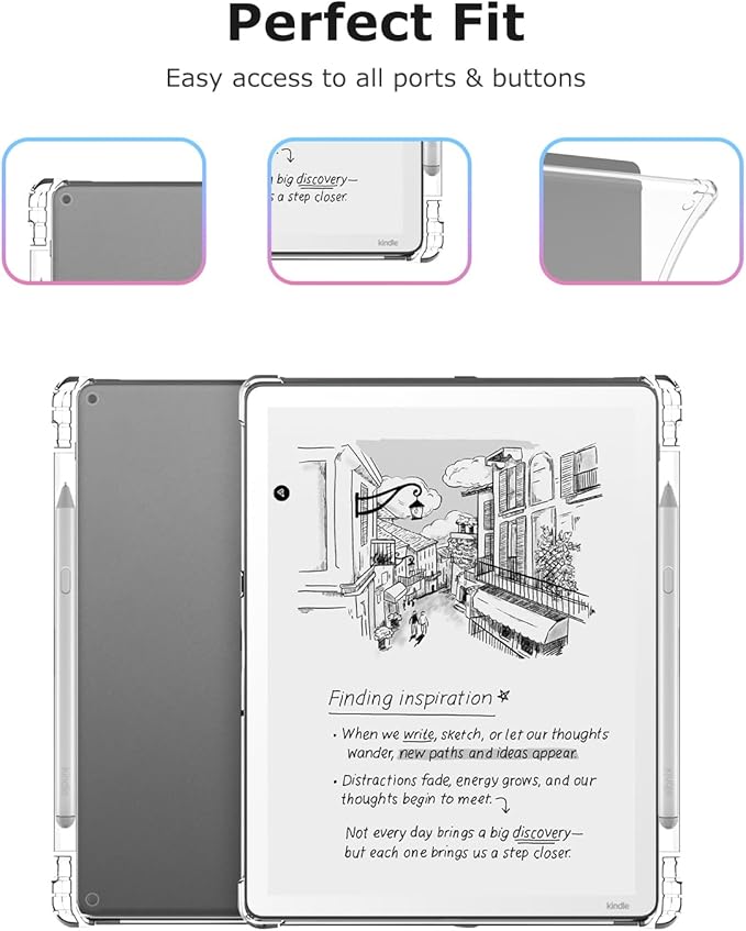 TPU Clear Tablet Case with Pen Slot Compatible with Kindle Scribe Colorsoft 11inch Slim Transparent Soft Cover Anti-Scratch Shockproof Flexible Protective Shell