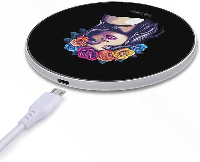 Women and Rose Wireless Charger Anti-Slip Wireless Charging Pad Slim Charger Mat for Men Women