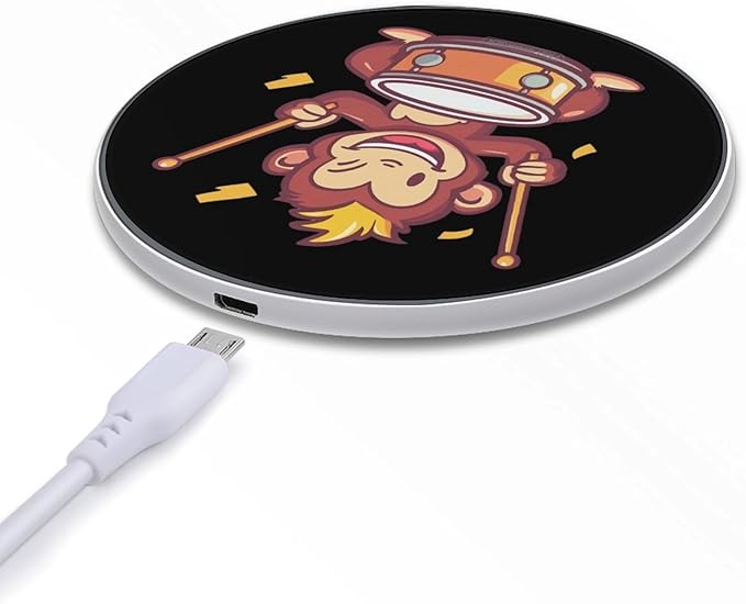 Playful Monkey Playing Drums Phone Charger Magnetic Charging Pad Anti-Slip with USB Cable