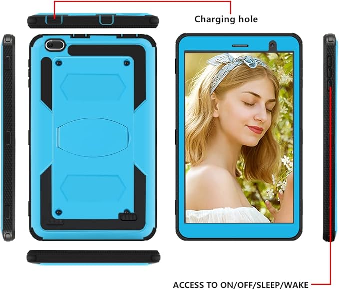 Mignova for NUU Tab 8 Tablet T0801L T0802L Gateway Tab 8 Case FOXXD T8 Sunshine T1 Elite Shockproof Rugged Hard Back Case + Tempered Glass Screen Protector Film for FANGOR F-863 (Blue/2 Pcs)