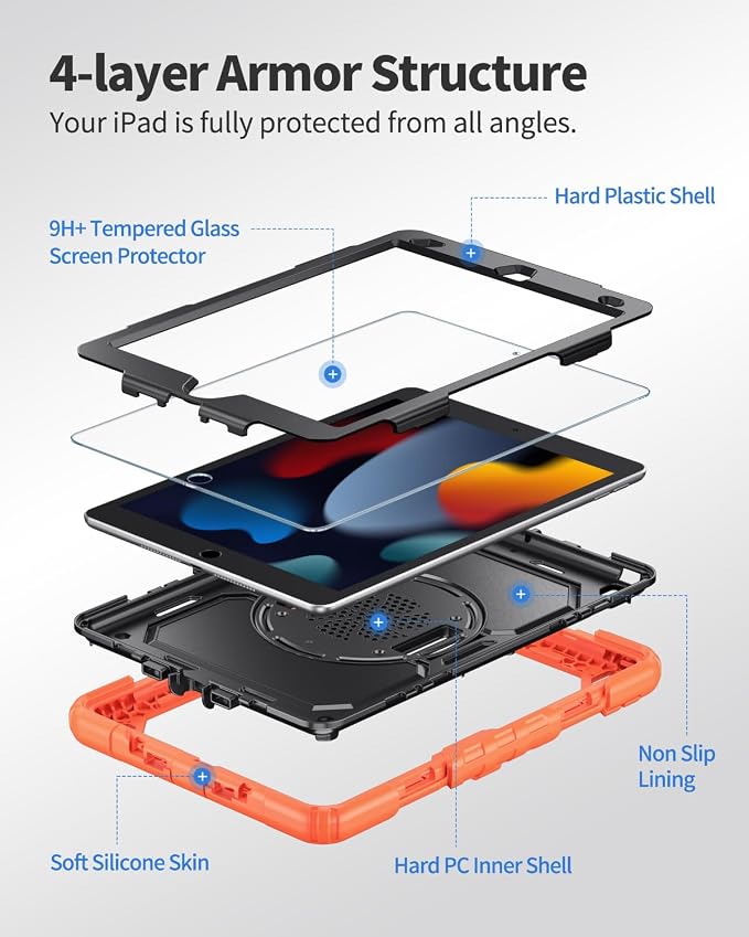 Orange Case with Glass Screen Protector
